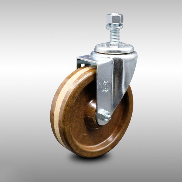 5 Inch SS High Temp Phenolic Wheel Swivel 12mm Threaded Stem Caster SCC